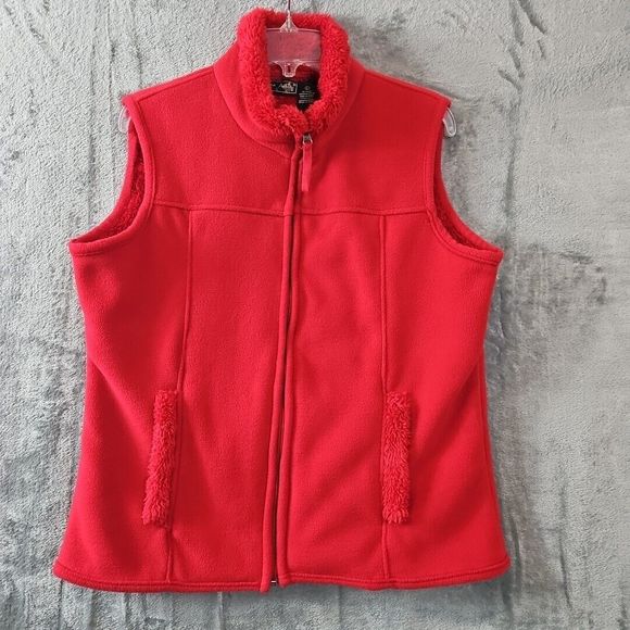 Jane Ashley Jackets & Blazers - jane ashley vest Red Lg fleece full zip